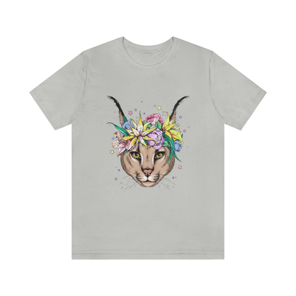 Unisex Jersey Short Sleeve Tee "Caracal with flowers"