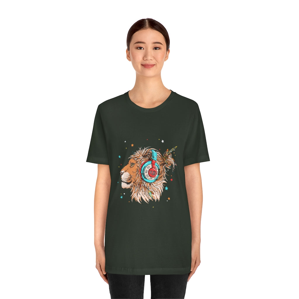 Unisex Jersey Short Sleeve Tee "Lion & headphones"