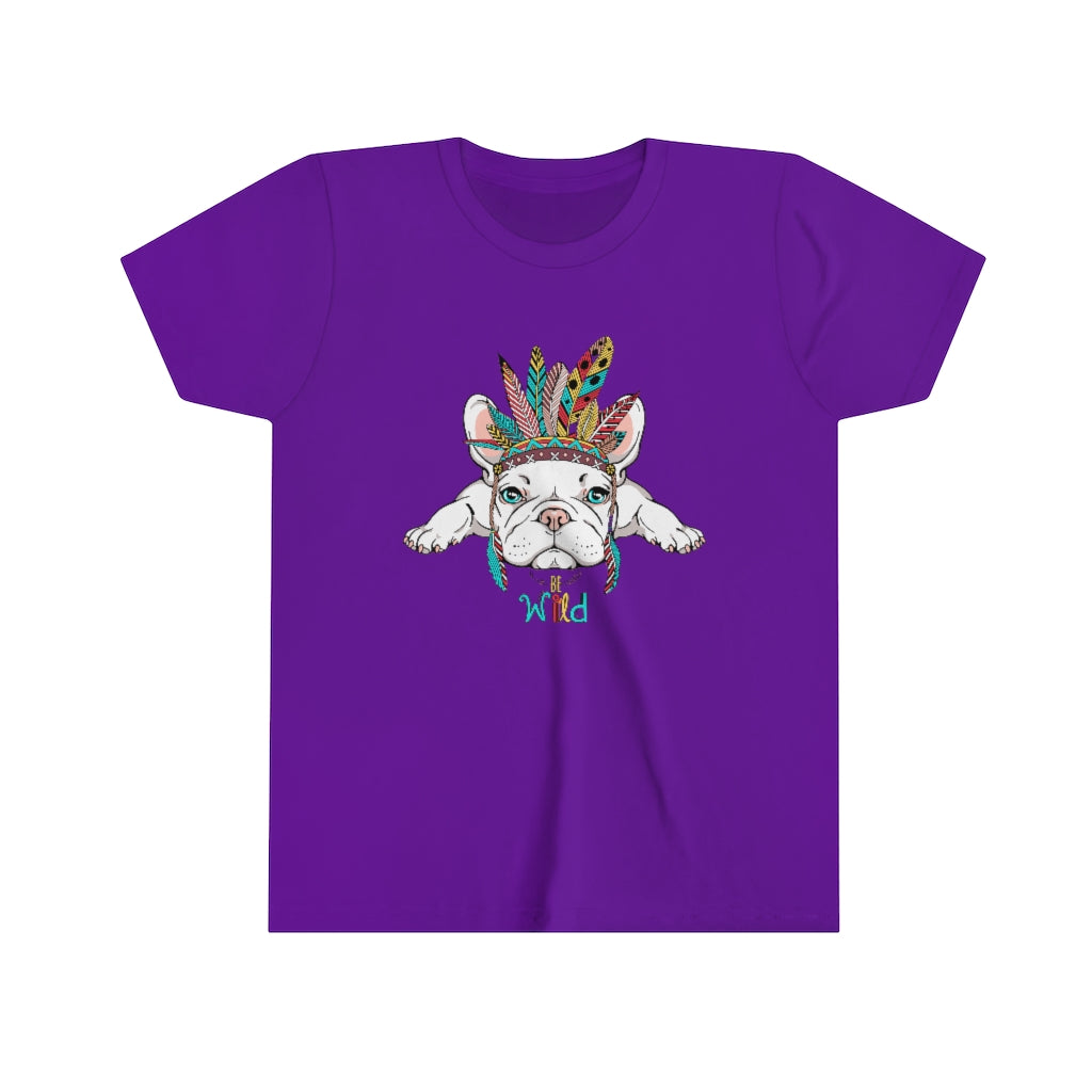 Youth Short Sleeve Tee "French bulldog in Indian headdress"