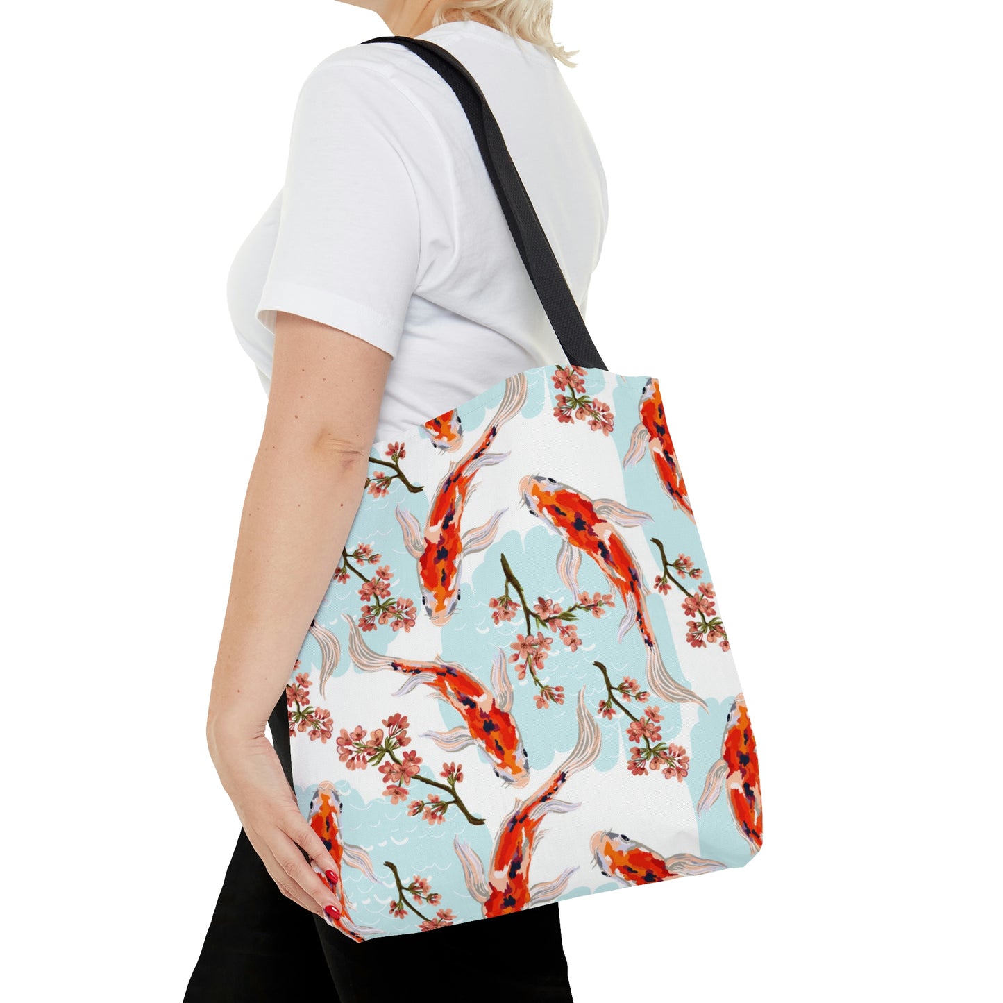 AOP Tote Bag "Fish and sakura pattern"
