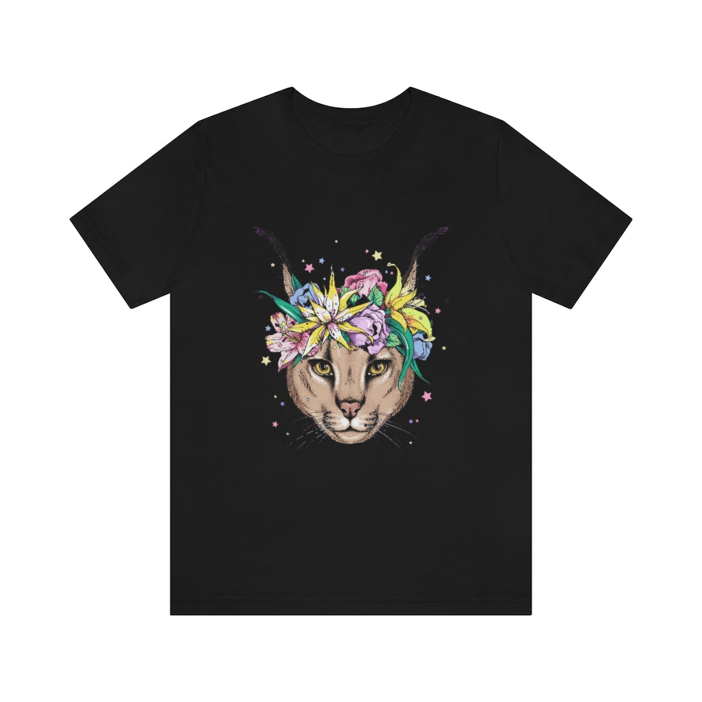 Unisex Jersey Short Sleeve Tee "Caracal with flowers"