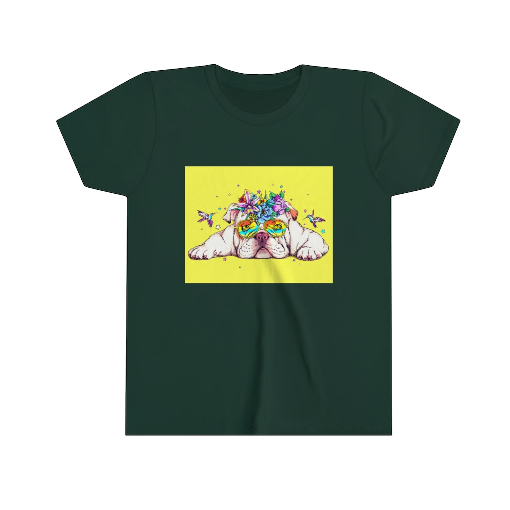 Youth Short Sleeve Tee "English bulldog & bird"