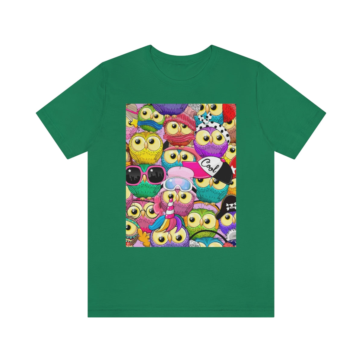 Unisex Jersey Short Sleeve Tee "Colorful Pattern with cute cartoon owls"