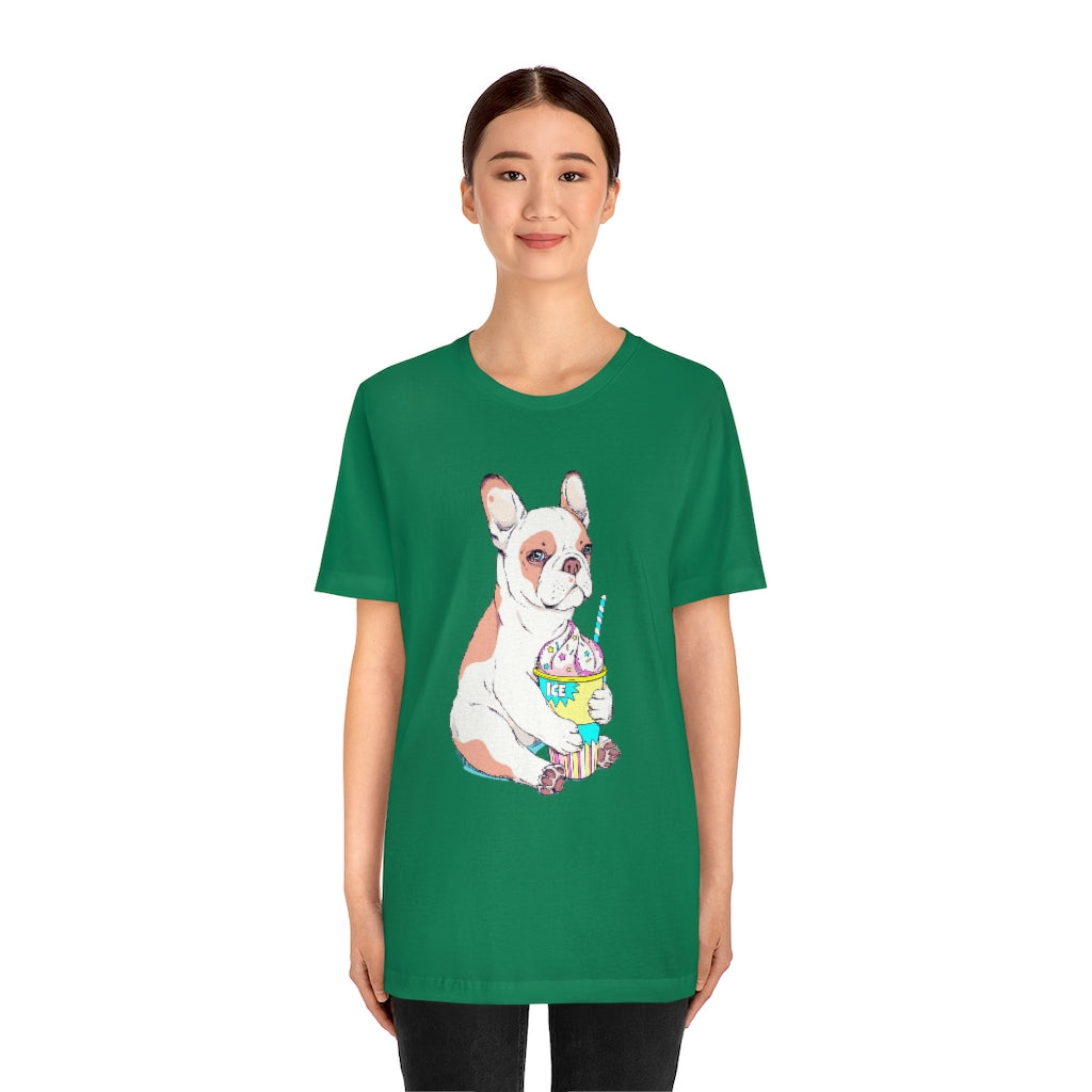 Unisex Jersey Short Sleeve Tee "French bulldog & ice cream"