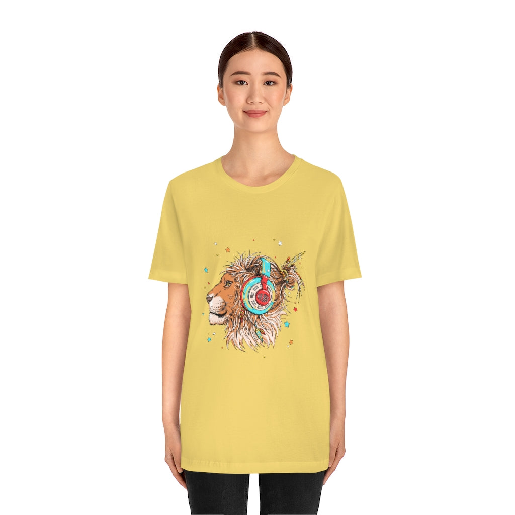 Unisex Jersey Short Sleeve Tee "Lion & headphones"