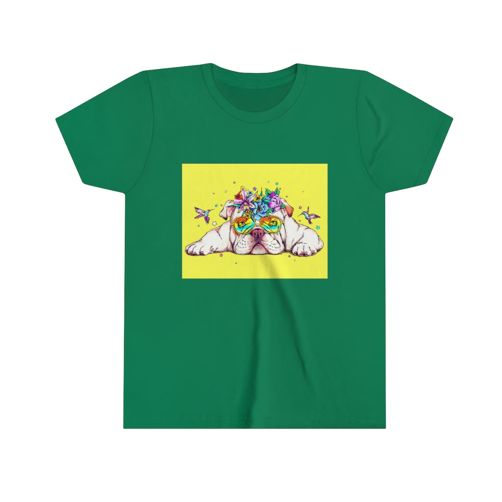 Youth Short Sleeve Tee "English bulldog & bird"
