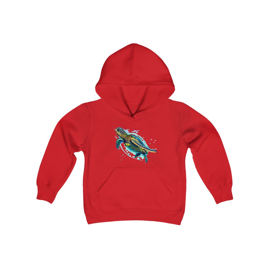 Youth Heavy Blend Hooded Sweatshirt "Sea colorful turtle"