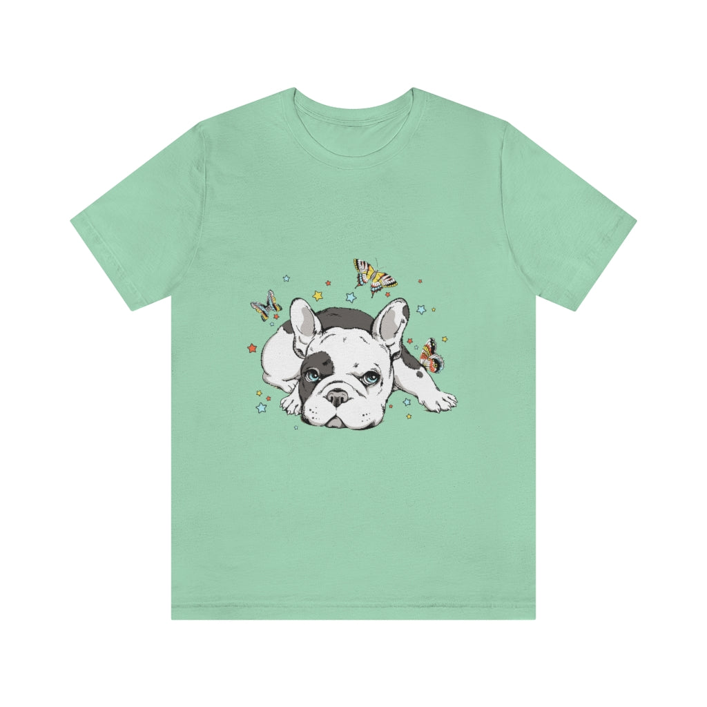 Unisex Jersey Short Sleeve Tee "French bulldog with butterflies"