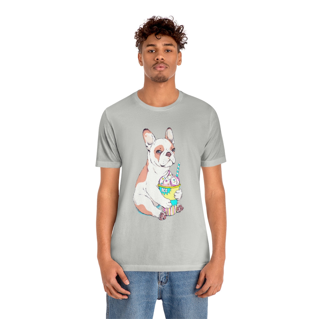 Unisex Jersey Short Sleeve Tee "French bulldog & ice cream"