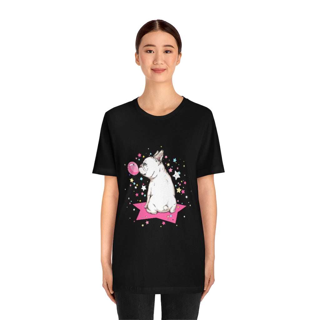 Unisex Jersey Short Sleeve Tee "French white bulldog & stars"