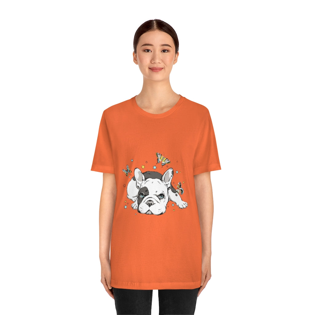 Unisex Jersey Short Sleeve Tee "French bulldog with butterflies"