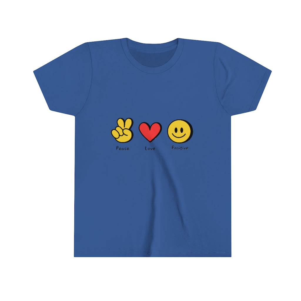Youth Short Sleeve Tee "Peace, love, positive"