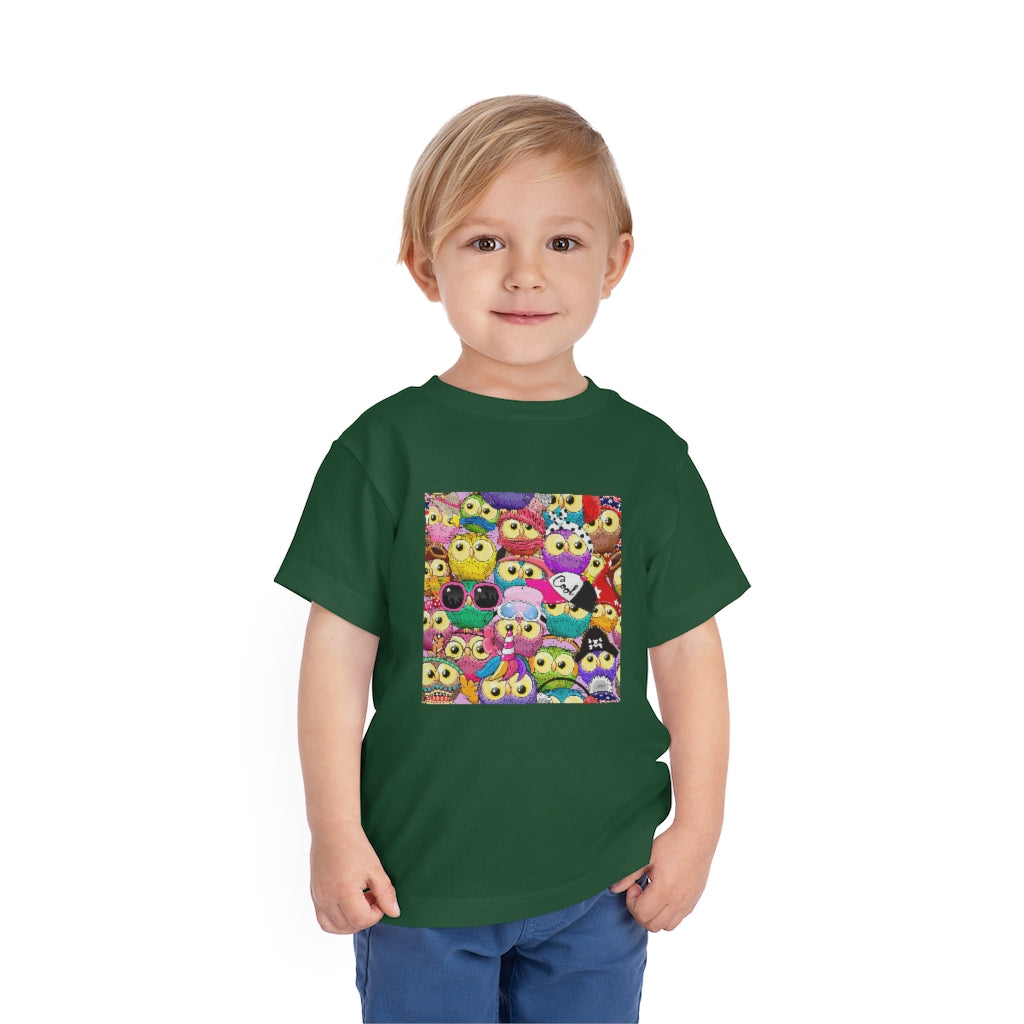 Kids Short Sleeve Tee "Colorful Pattern with cute cartoon owls"