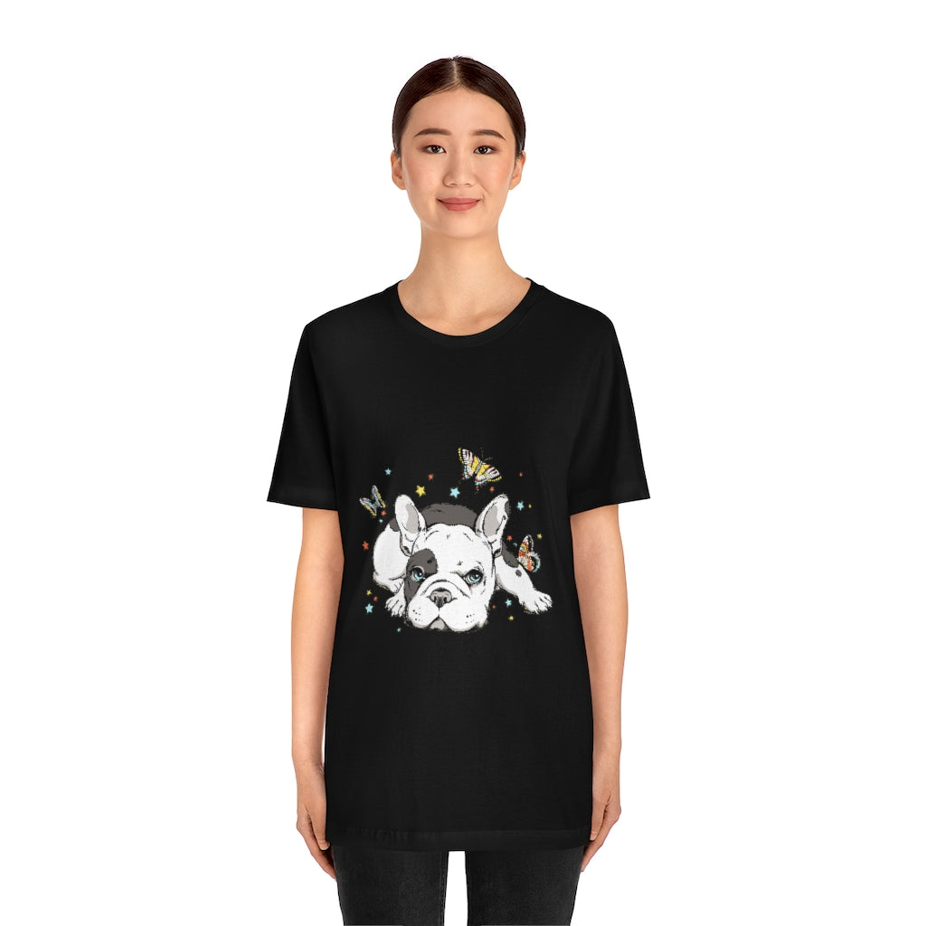 Unisex Jersey Short Sleeve Tee "French bulldog with butterflies"