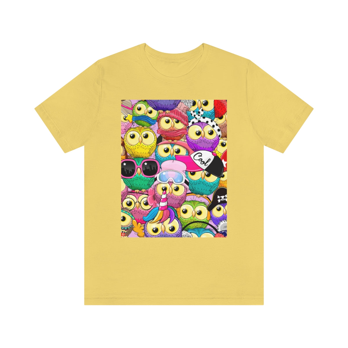 Unisex Jersey Short Sleeve Tee "Colorful Pattern with cute cartoon owls"