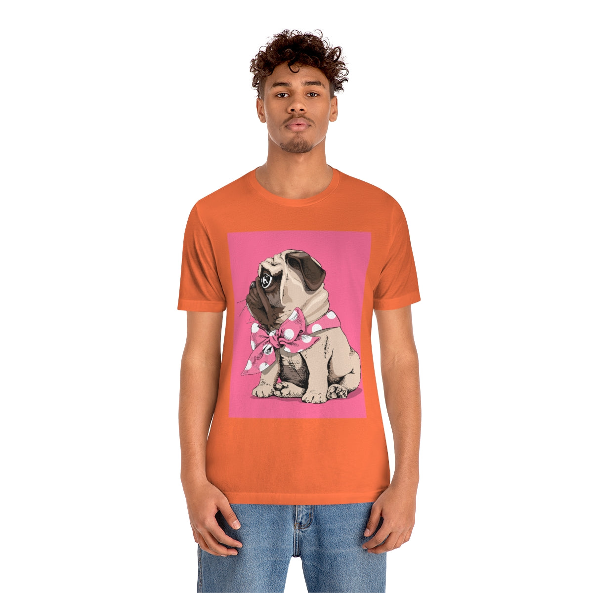 Unisex Jersey Short Sleeve Tee "Puppy Pug with a bow tie"