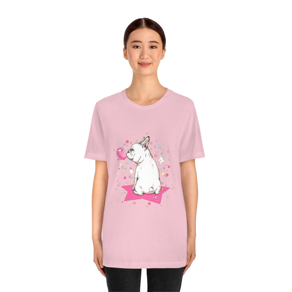 Unisex Jersey Short Sleeve Tee "French white bulldog & stars"