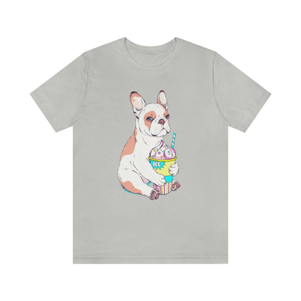 Unisex Jersey Short Sleeve Tee "French bulldog & ice cream"