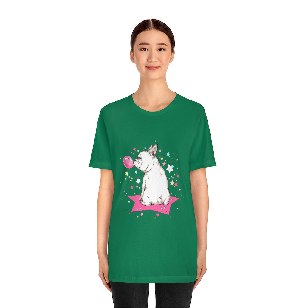 Unisex Jersey Short Sleeve Tee "French white bulldog & stars"
