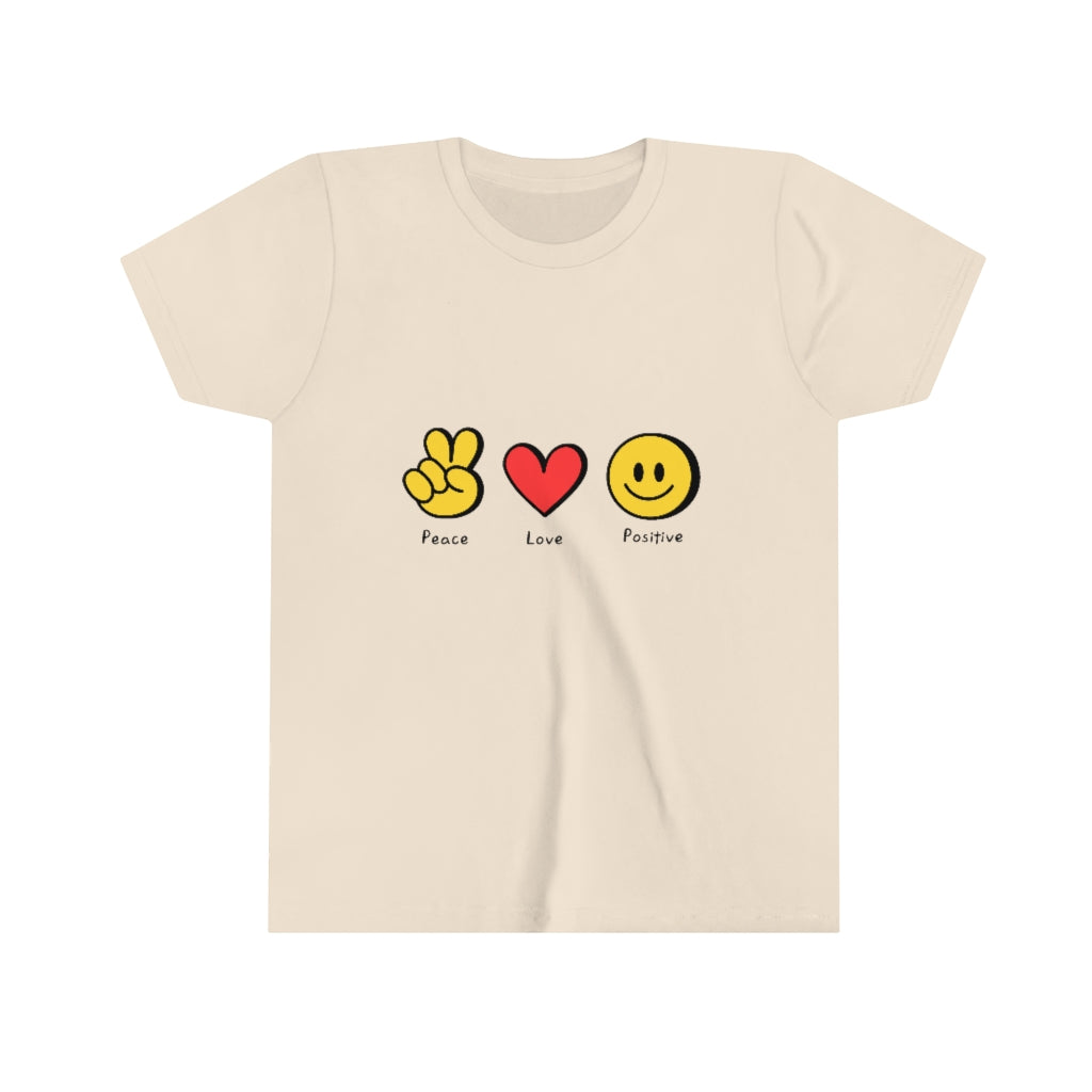 Youth Short Sleeve Tee "Peace, love, positive"
