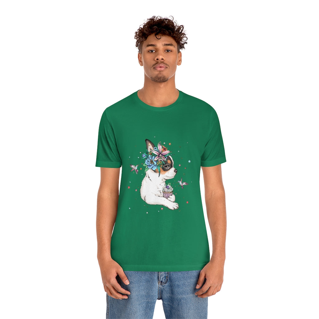 Unisex Jersey Short Sleeve Tee "Chihuahua puppy & cupcake"