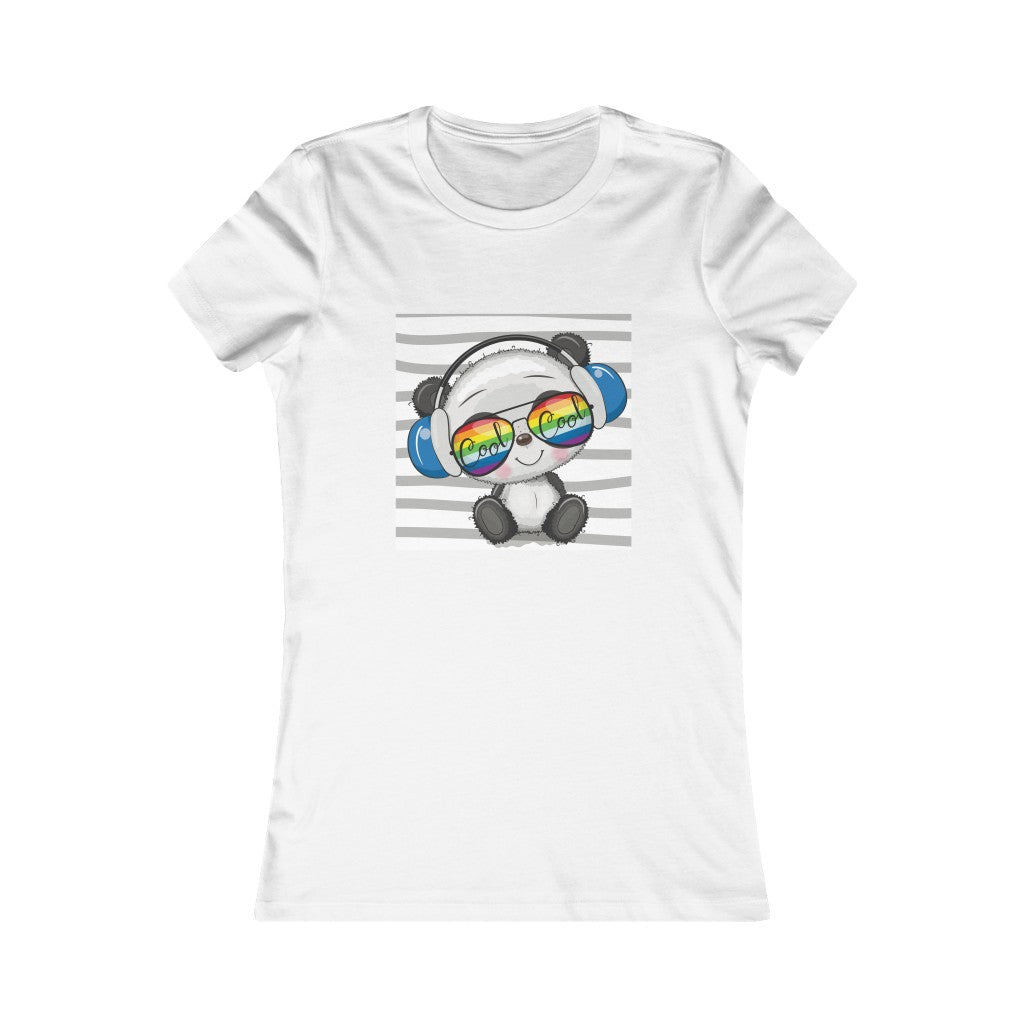 Women's Favorite Tee "Cool Cartoon Cute Panda with sun glasses and headphones"