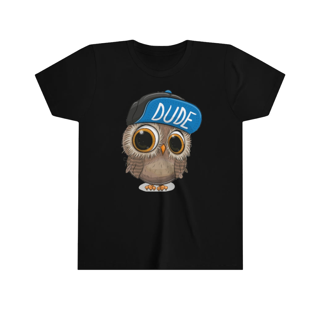 Youth Short Sleeve Tee "Cute Cartoon Owl in a cap"