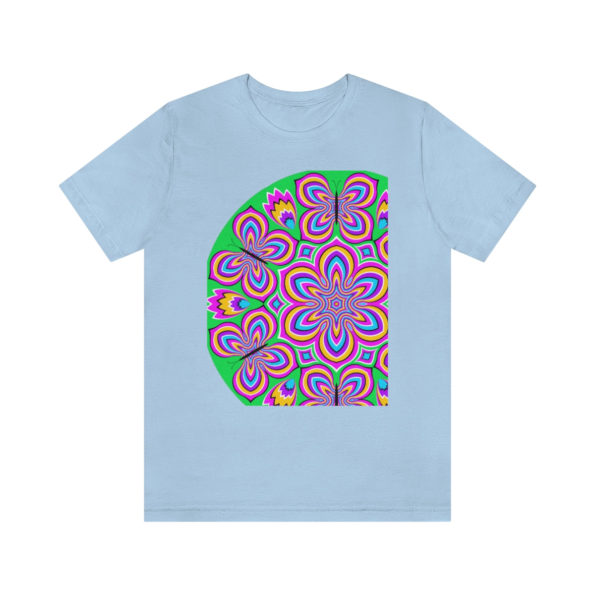 Unisex Jersey Short Sleeve Tee "Optical illusion Colorful flower and butterflies"