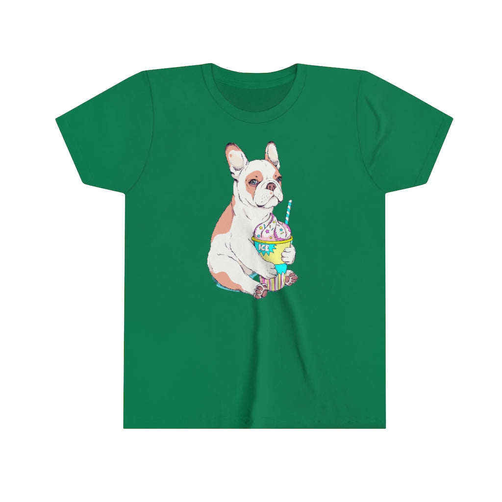 Youth Short Sleeve Tee "French bulldog & ice cream"