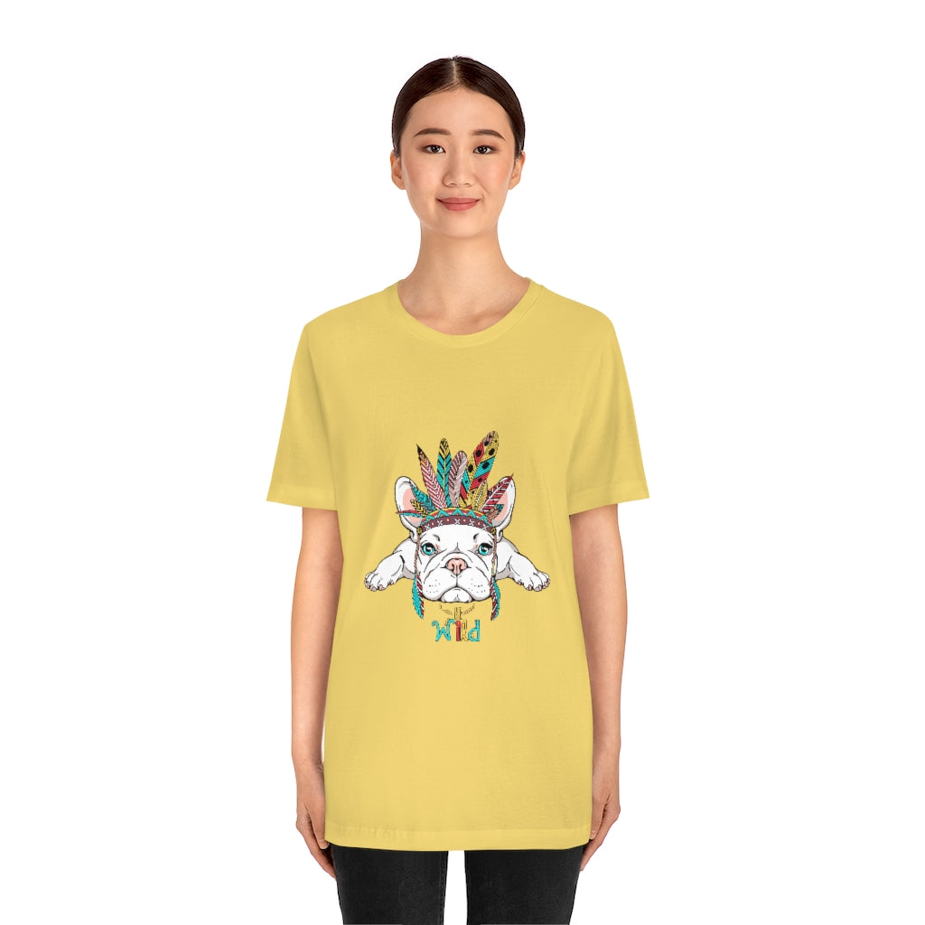 Unisex Jersey Short Sleeve Tee "French bulldog in Indian headdress"