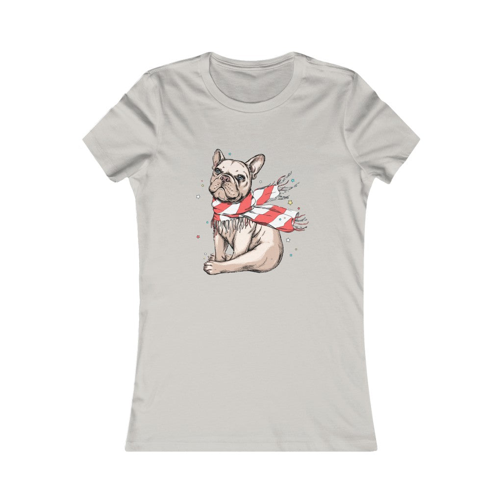 Women's Favorite Tee "French bulldog in a striped scarf"
