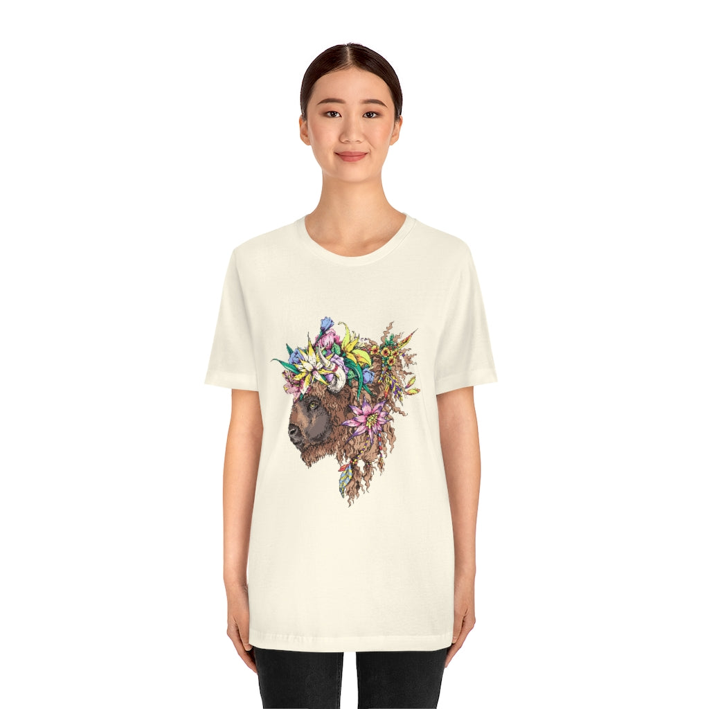 Unisex Jersey Short Sleeve Tee "Bison & flowers"