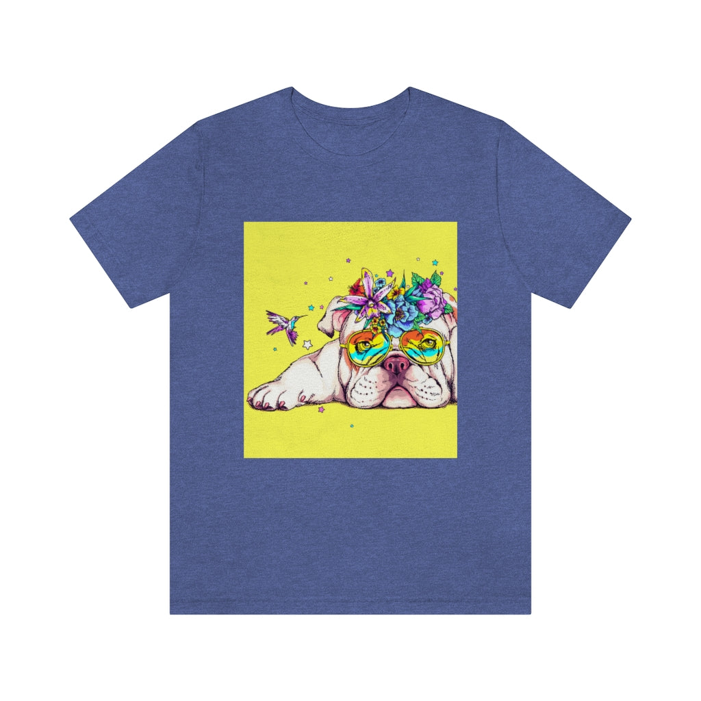 Unisex Jersey Short Sleeve Tee "English bulldog & bird"