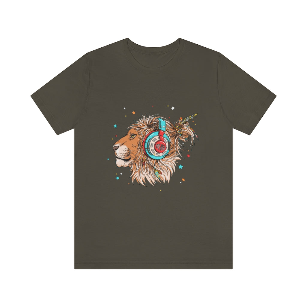 Unisex Jersey Short Sleeve Tee "Lion & headphones"