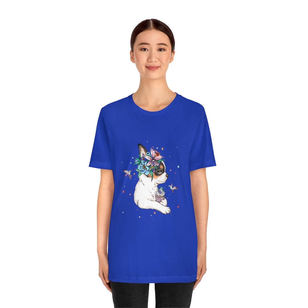 Unisex Jersey Short Sleeve Tee "Chihuahua puppy & cupcake"