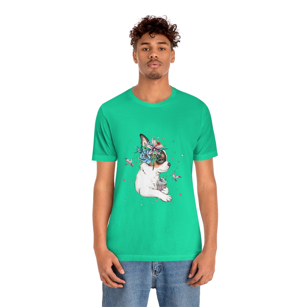 Unisex Jersey Short Sleeve Tee "Chihuahua puppy & cupcake"