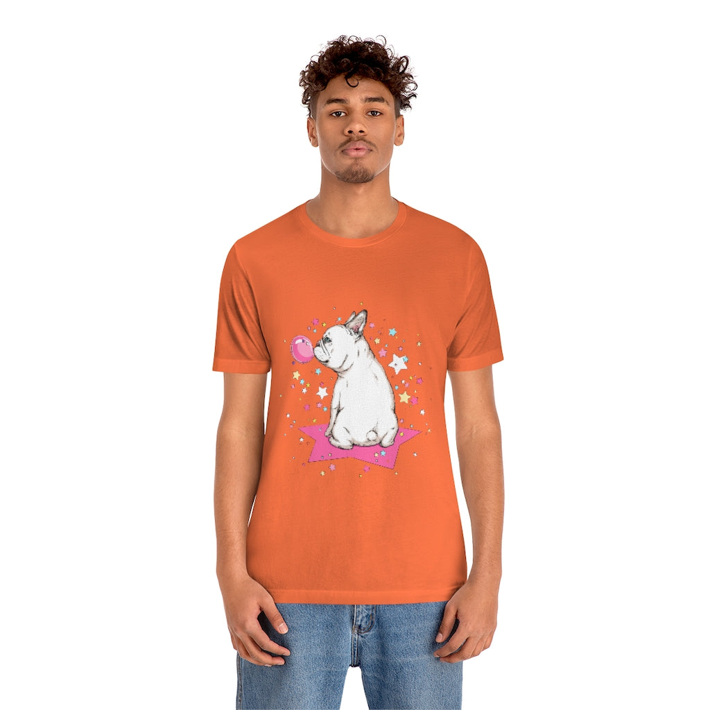 Unisex Jersey Short Sleeve Tee "French white bulldog & stars"