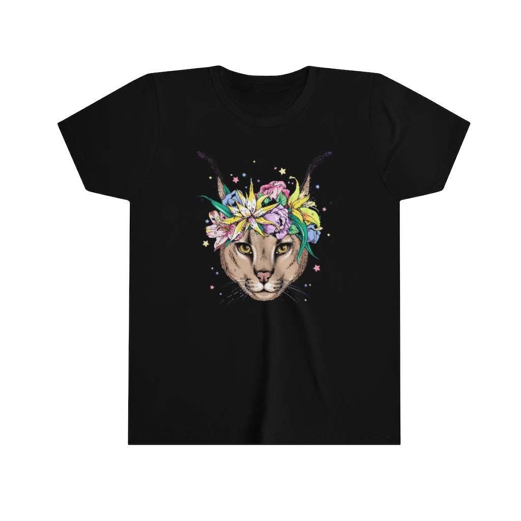 Youth Short Sleeve Tee "Caracal with flowers"