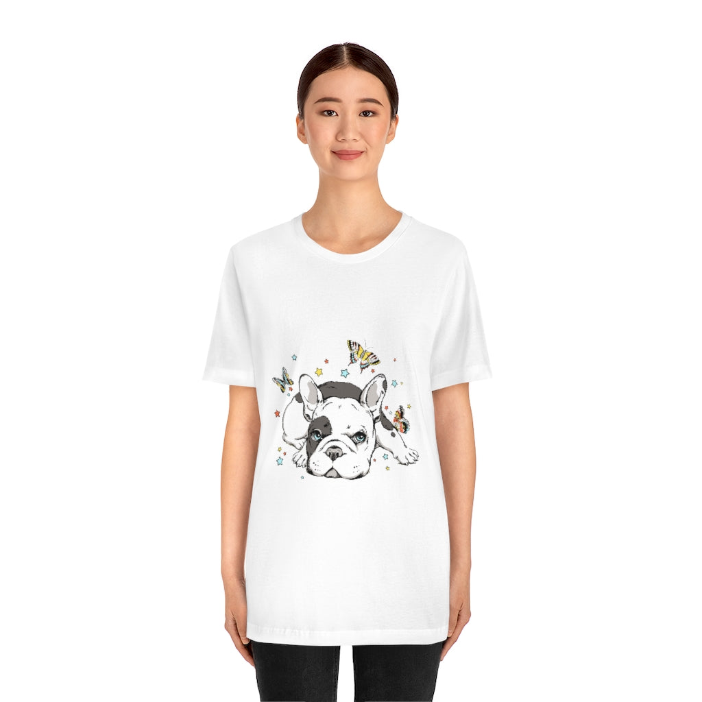 Unisex Jersey Short Sleeve Tee "French bulldog with butterflies"