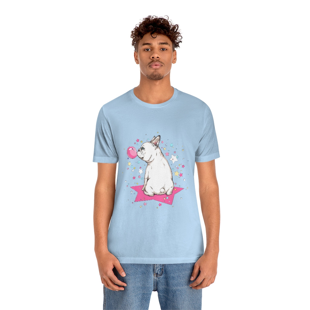 Unisex Jersey Short Sleeve Tee "French white bulldog & stars"