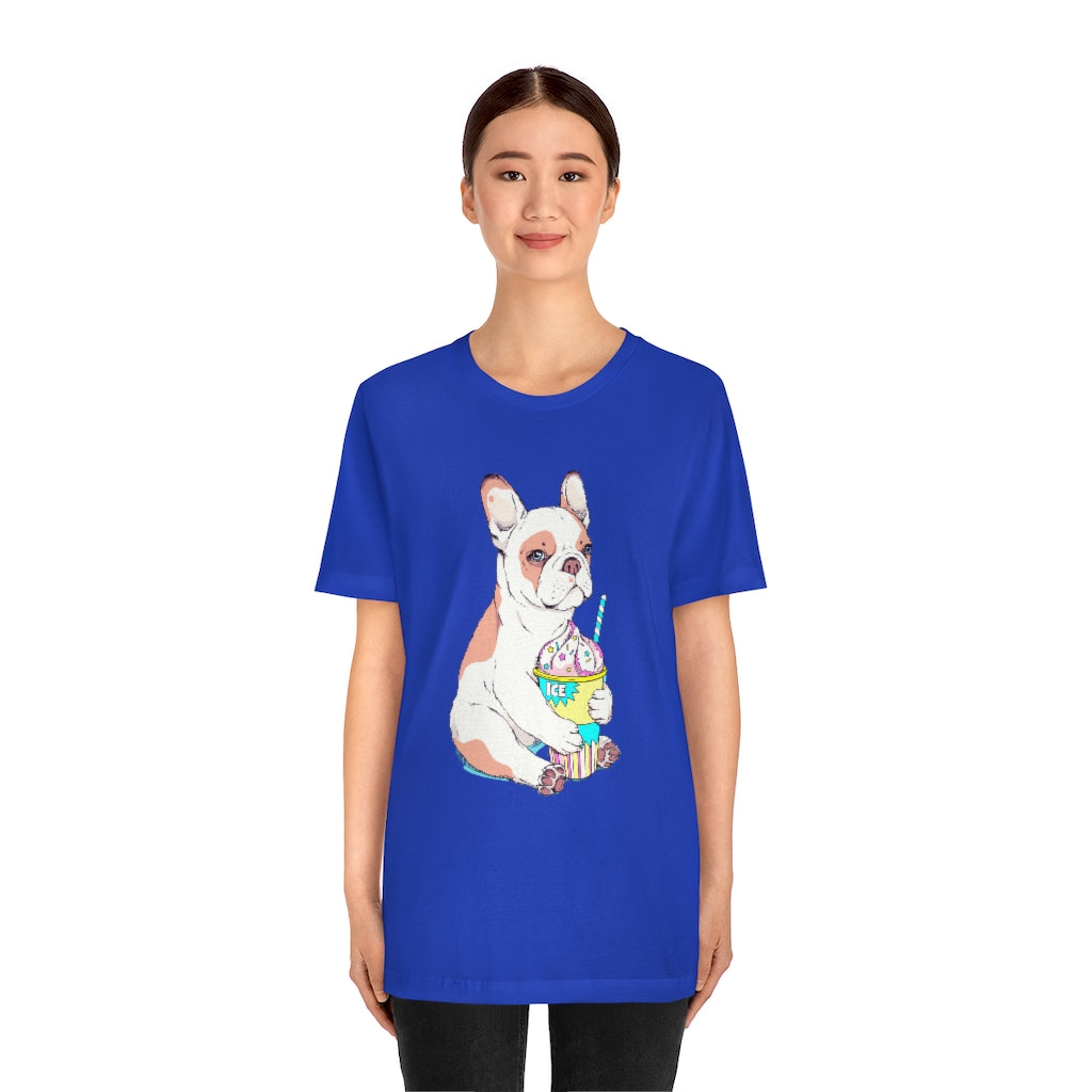 Unisex Jersey Short Sleeve Tee "French bulldog & ice cream"