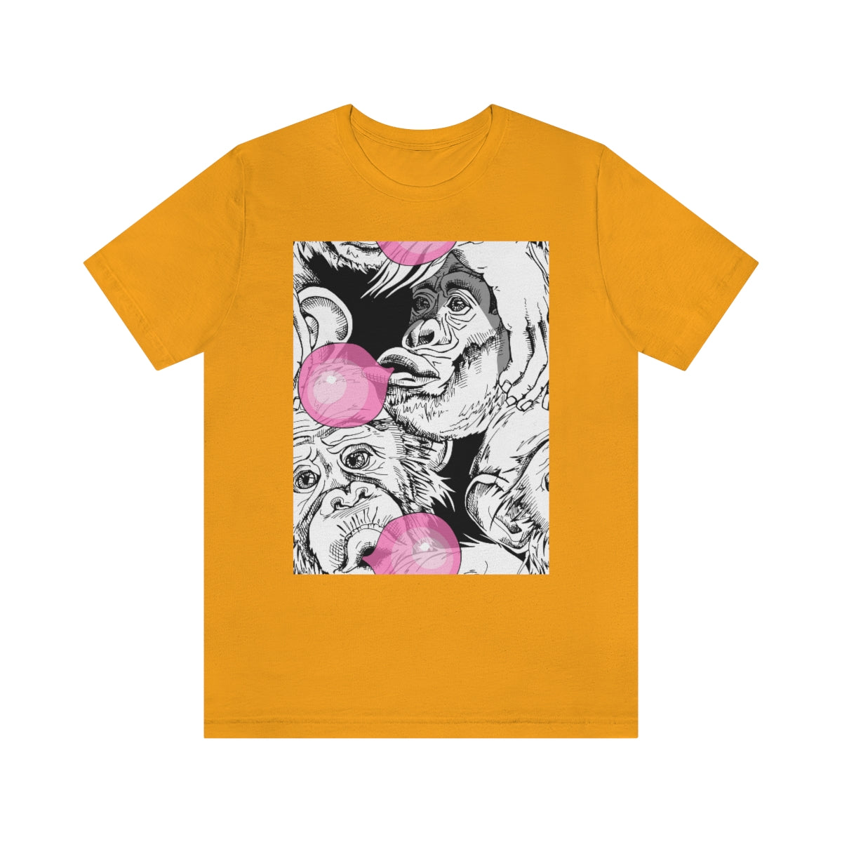 Unisex Jersey Short Sleeve Tee "Funny Monkey with a pink bubble gum"