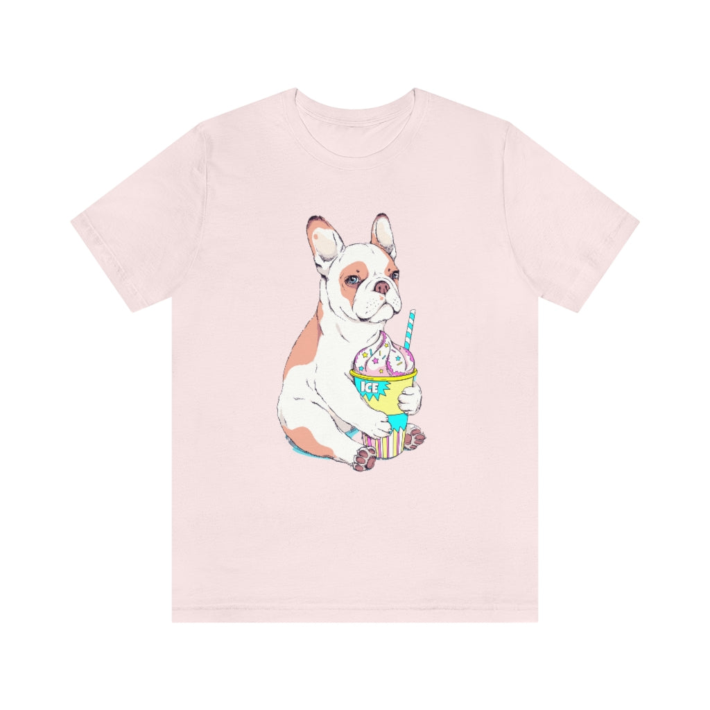Unisex Jersey Short Sleeve Tee "French bulldog & ice cream"