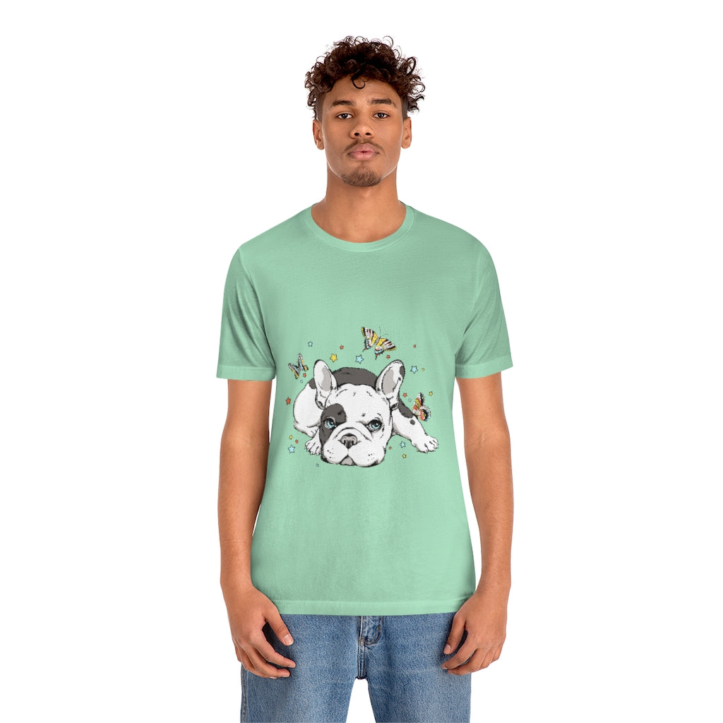 Unisex Jersey Short Sleeve Tee "French bulldog with butterflies"
