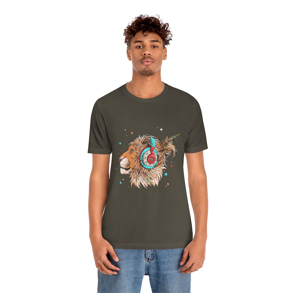 Unisex Jersey Short Sleeve Tee "Lion & headphones"