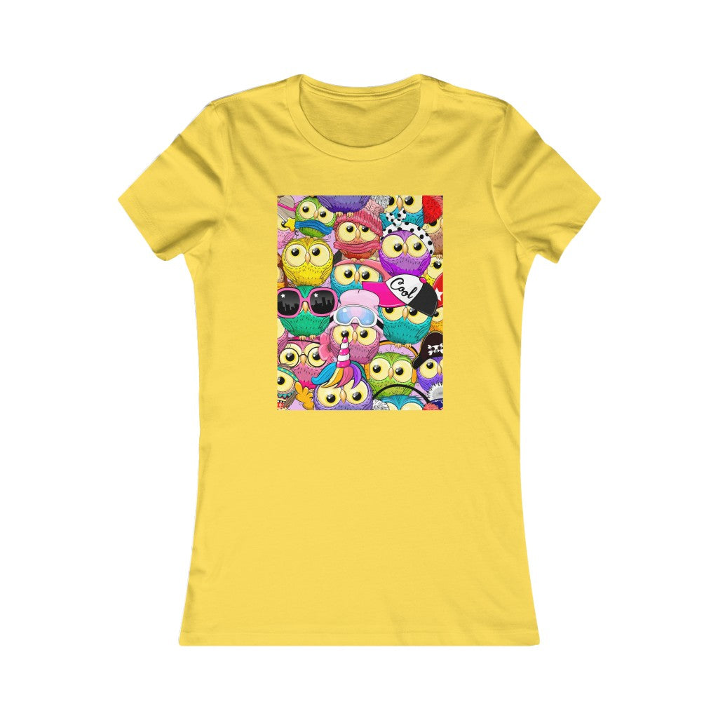 Women's Favorite Tee "Colorful Pattern with cute cartoon owls"