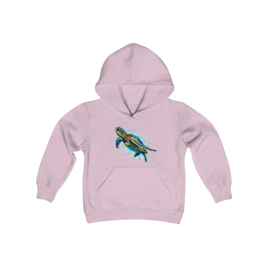 Youth Heavy Blend Hooded Sweatshirt "Sea colorful turtle"