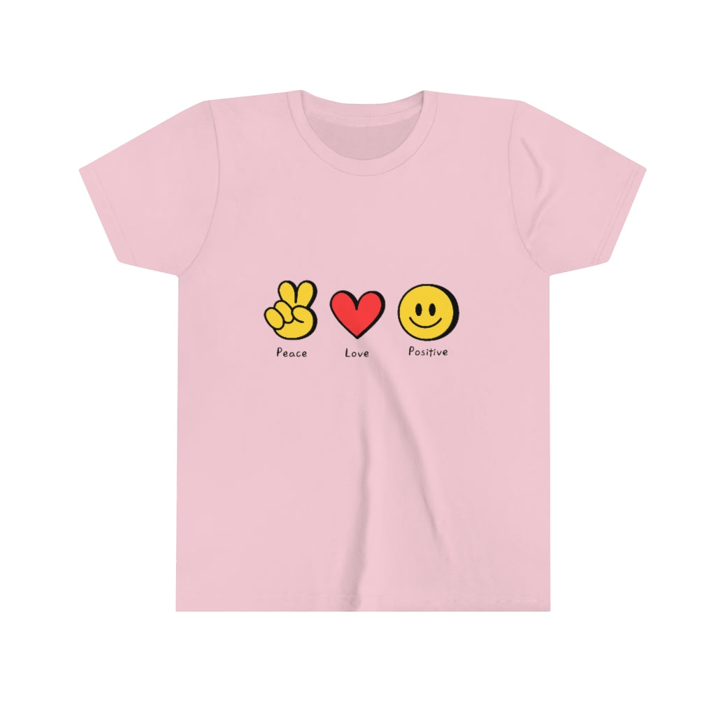 Youth Short Sleeve Tee "Peace, love, positive"