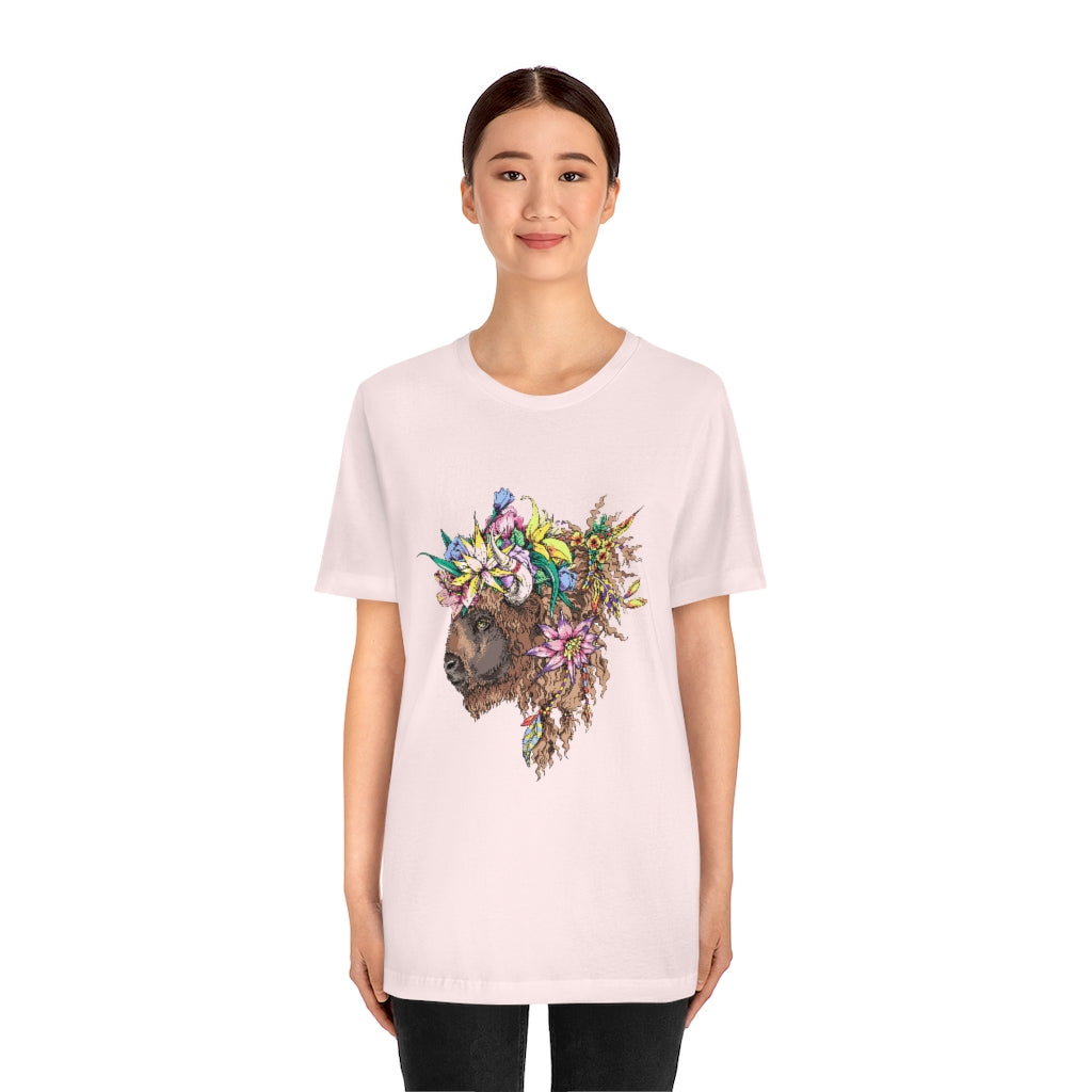 Unisex Jersey Short Sleeve Tee "Bison & flowers"