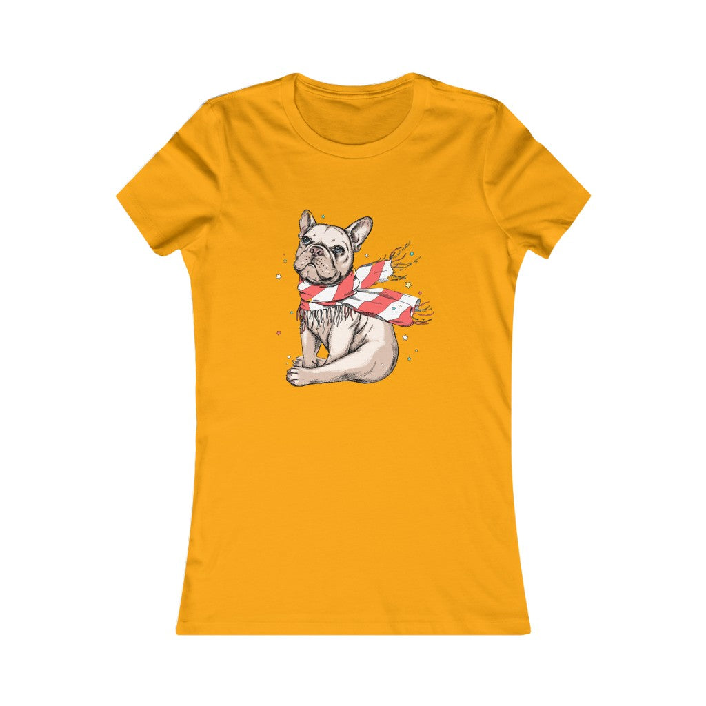 Women's Favorite Tee "French bulldog in a striped scarf"